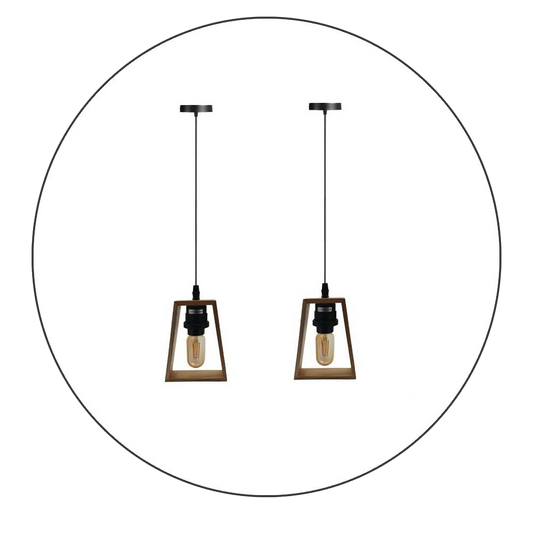 2 Pack Modern Ceiling Pendant Light Fitting Wood Style Pendant Light Kit~2304-0