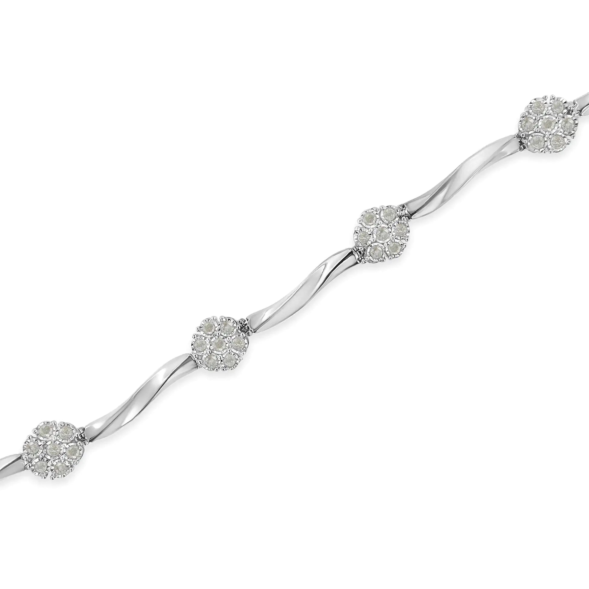 Sterling Silver Diamond Link Bracelet (1 cttw, H-I Color, I1-I2 Clarity) - Puritific