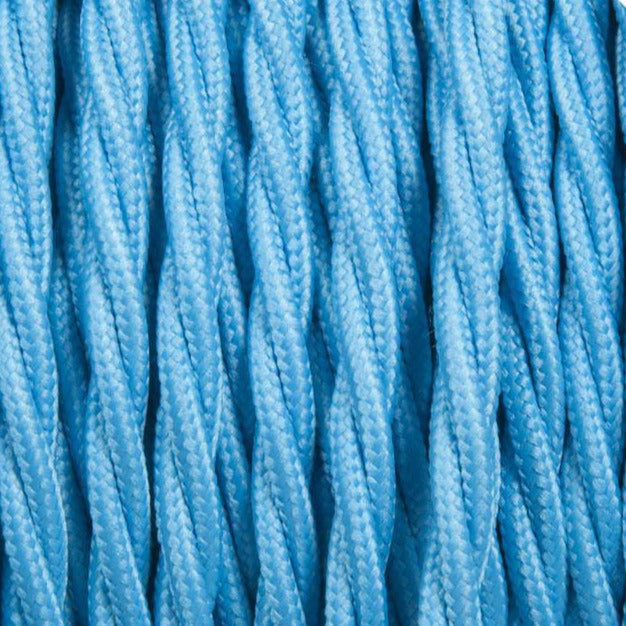 5m 3 Core Twisted Electric Cable Covered Light Blue Color Fabric 0.75mm~4813-0