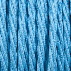 5m 3 Core Twisted Electric Cable Covered Light Blue Color Fabric 0.75mm~4813-0