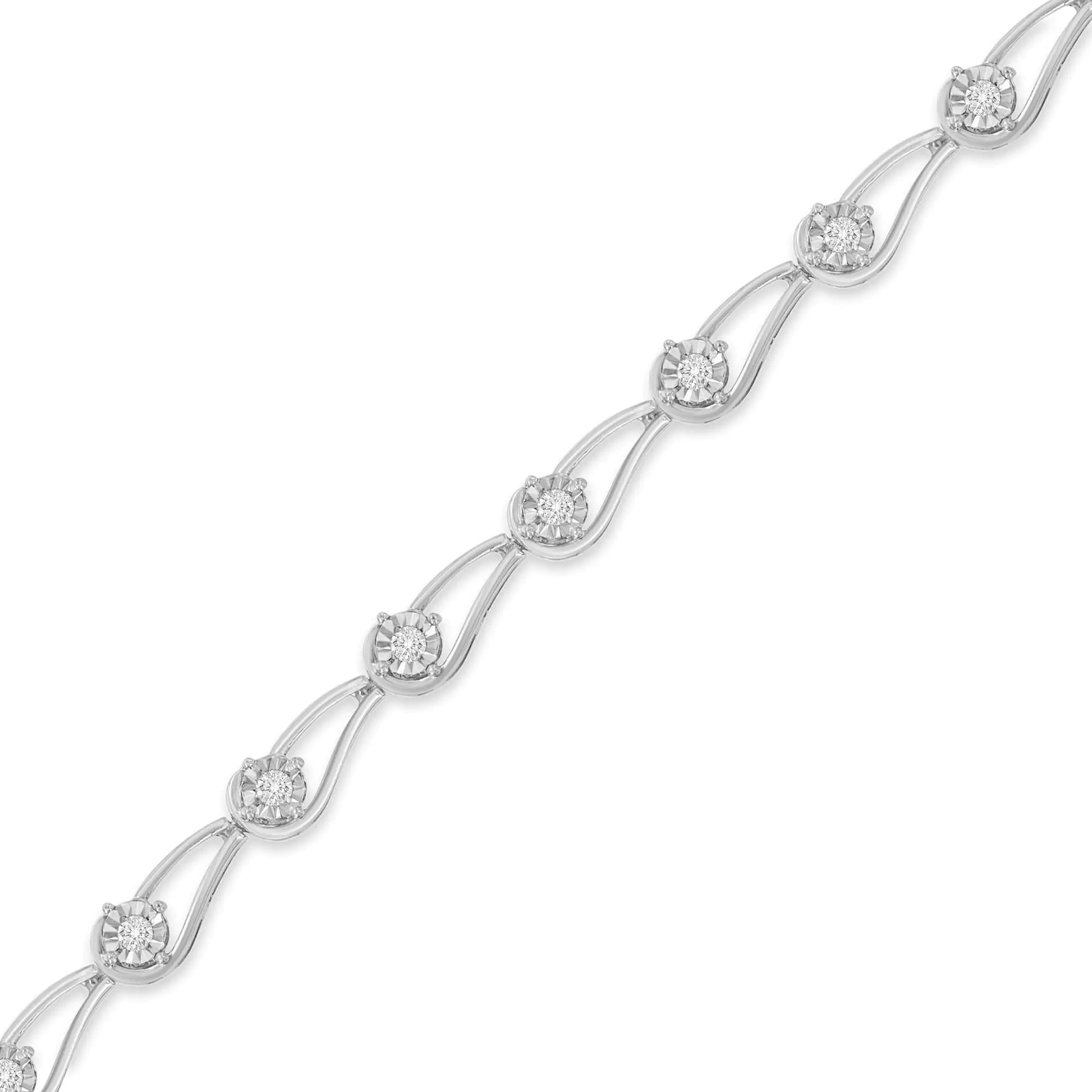 Sterling Silver Rose Cut Diamond Fashion Tennis Bracelet (0.5 cttw, I-J Color, I2-I3 Clarity) - Puritific