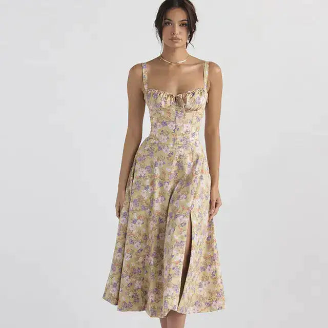 Summer Floral A-line Dress - Puritific