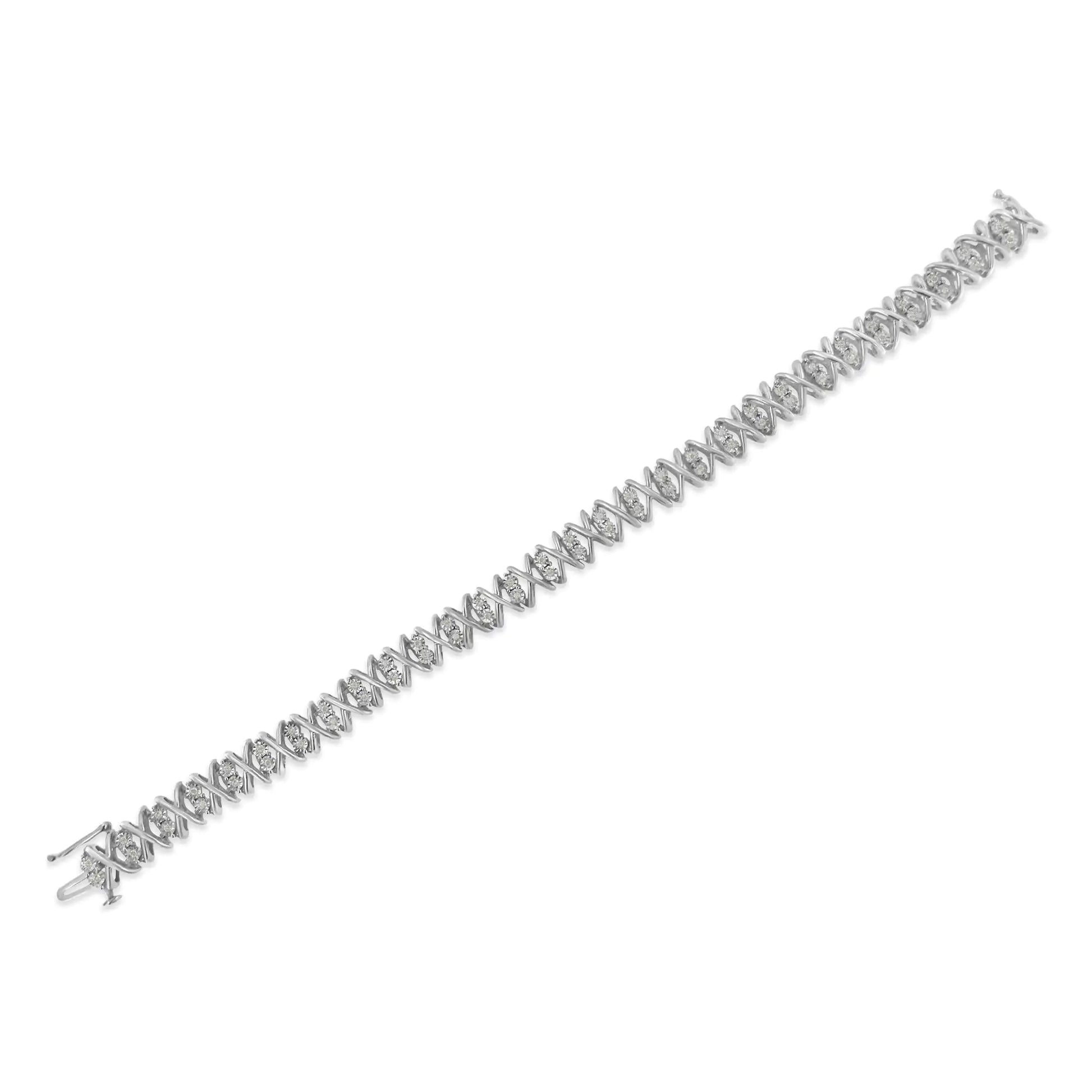 Sterling Silver rose-cut Diamond X-Link Bracelet (1 cttw, I-J Color, I2-I3 Clarity) - Puritific