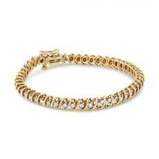 14K Yellow Gold 2.0 Cttw Prong Set Round Brilliant Diamond S Link Tennis Bracelet (I-J Color, I1-I2 Clarity) - 7