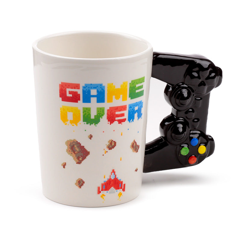 Shaped Handle Ceramic Mug - Game Over with Pixel Decal MUG318-0