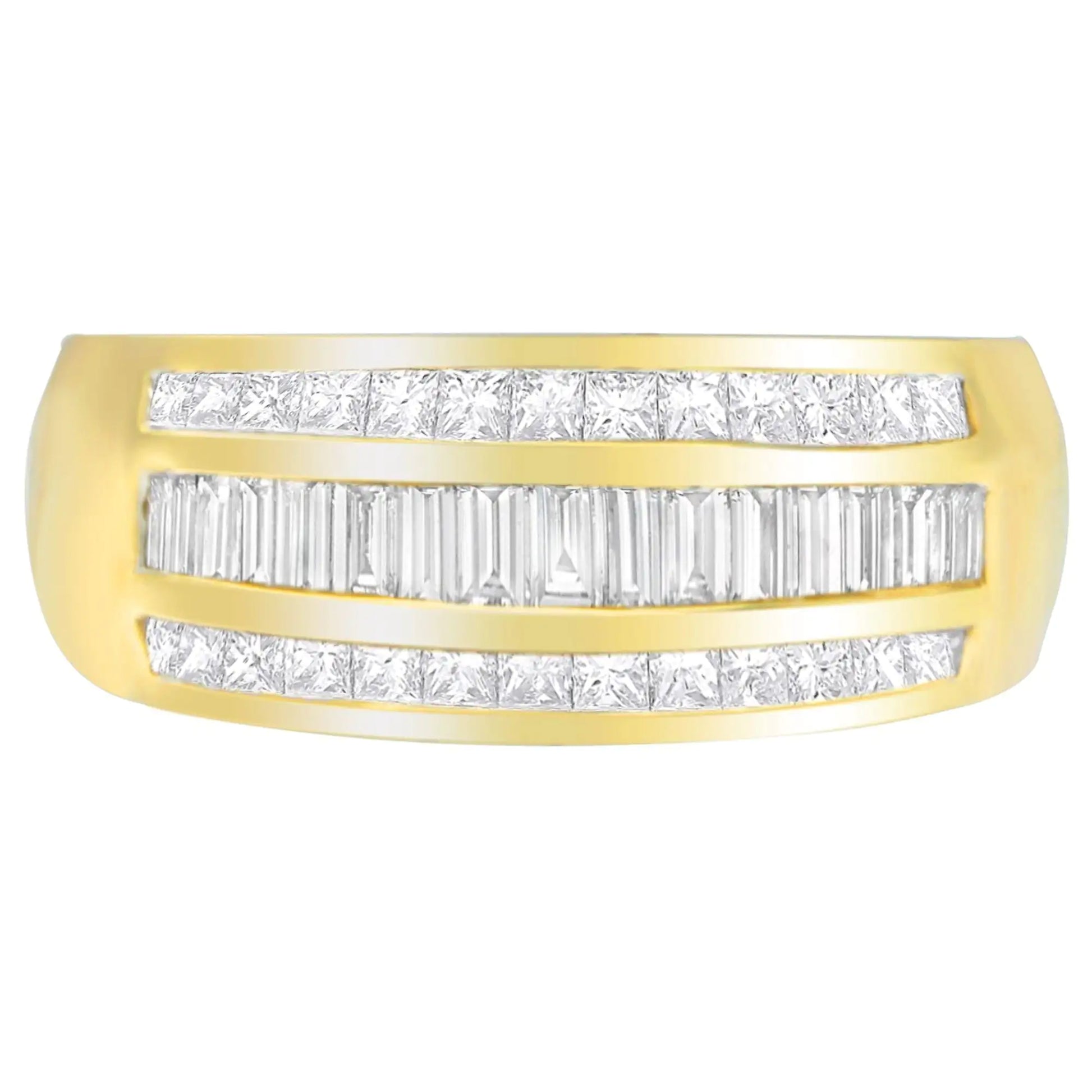 14K Yellow Gold 1ct. TDW Princess and Baguette-Cut Diamond Ring(H-I, SI1-SI2) - Puritific