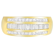 14K Yellow Gold 1ct. TDW Princess and Baguette-Cut Diamond Ring(H-I, SI1-SI2) - Puritific