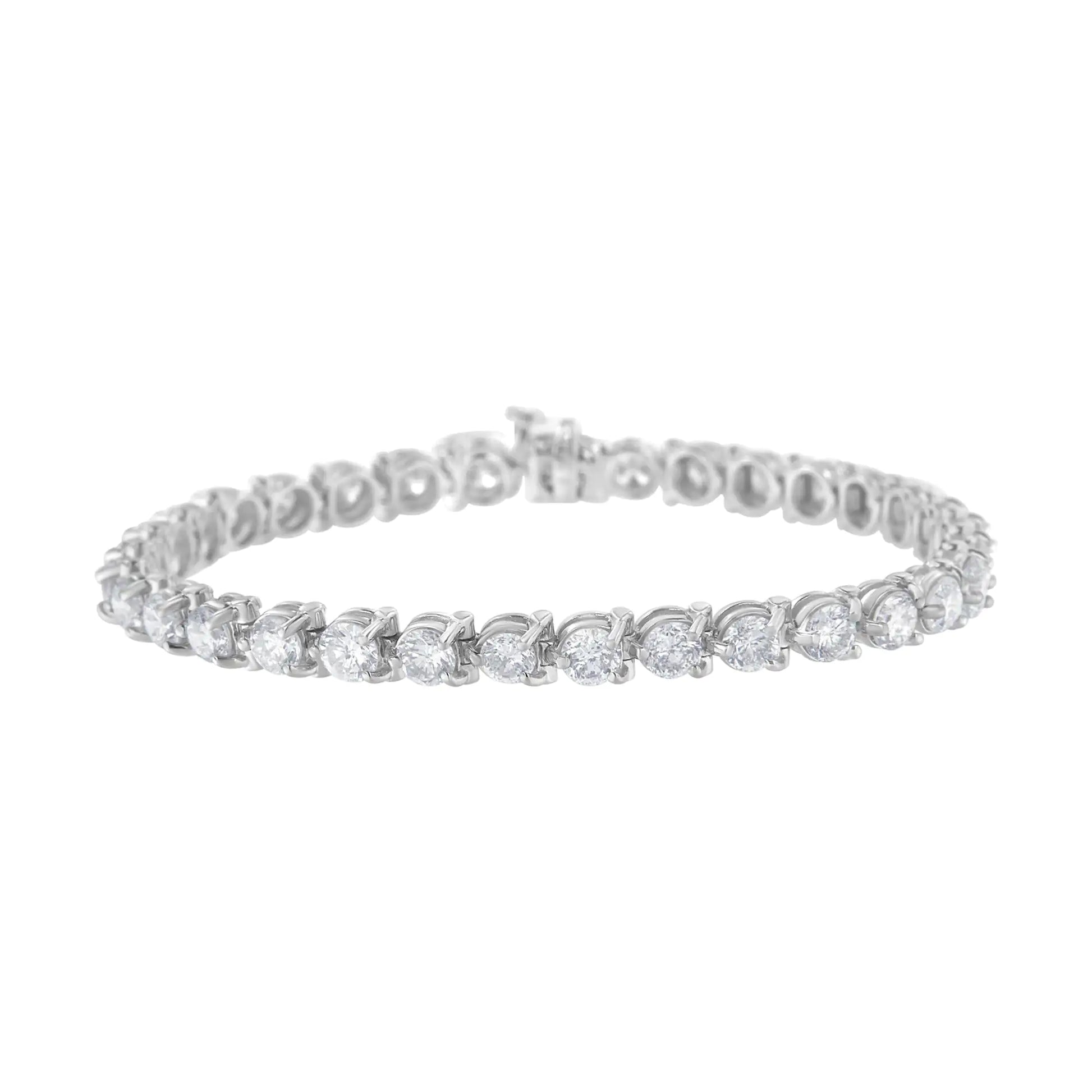 IGI Certified 10.0 Cttw Round-Brilliant Diamond 14K White Gold Martini Style 7" Tennis Bracelet (G-H Color, I1-I2 Clarity) - Puritific