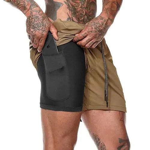 Men 2 in 1 Running Shorts Jogging Gym Fitness - Puritific