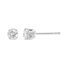 AGS Certified 14K White Gold 1.0 Cttw 4-Prong Set Brilliant Round-Cut Solitaire Diamond Push Back Stud Earrings (F-G Color, SI2-I1 Clarity) - Puritific