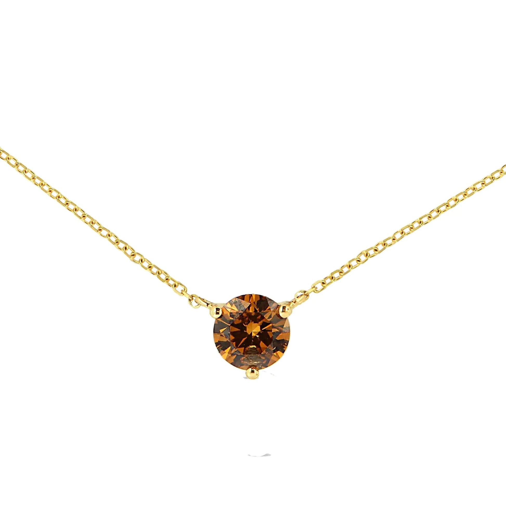 14K Yellow Gold 1/2 Cttw Martini Set Lab Grown Yellow Diamond Solitaire 18" Pendant Necklace (Yellow Color, VS2-SI1 Clarity) - Puritific