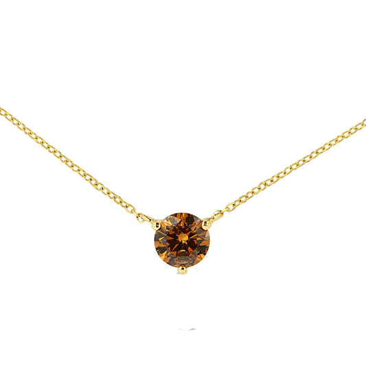 14K Yellow Gold 1/2 Cttw Martini Set Lab Grown Yellow Diamond Solitaire 18" Pendant Necklace (Yellow Color, VS2-SI1 Clarity) - Puritific