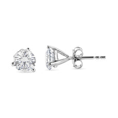 14K White Gold 2.0 Cttw 3-Prong Martini Set Brilliant Round-Cut Solitaire Lab Grown Diamond Screwback Stud Earrings (F-G Color, VS2-SI1 Clarity) - Puritific