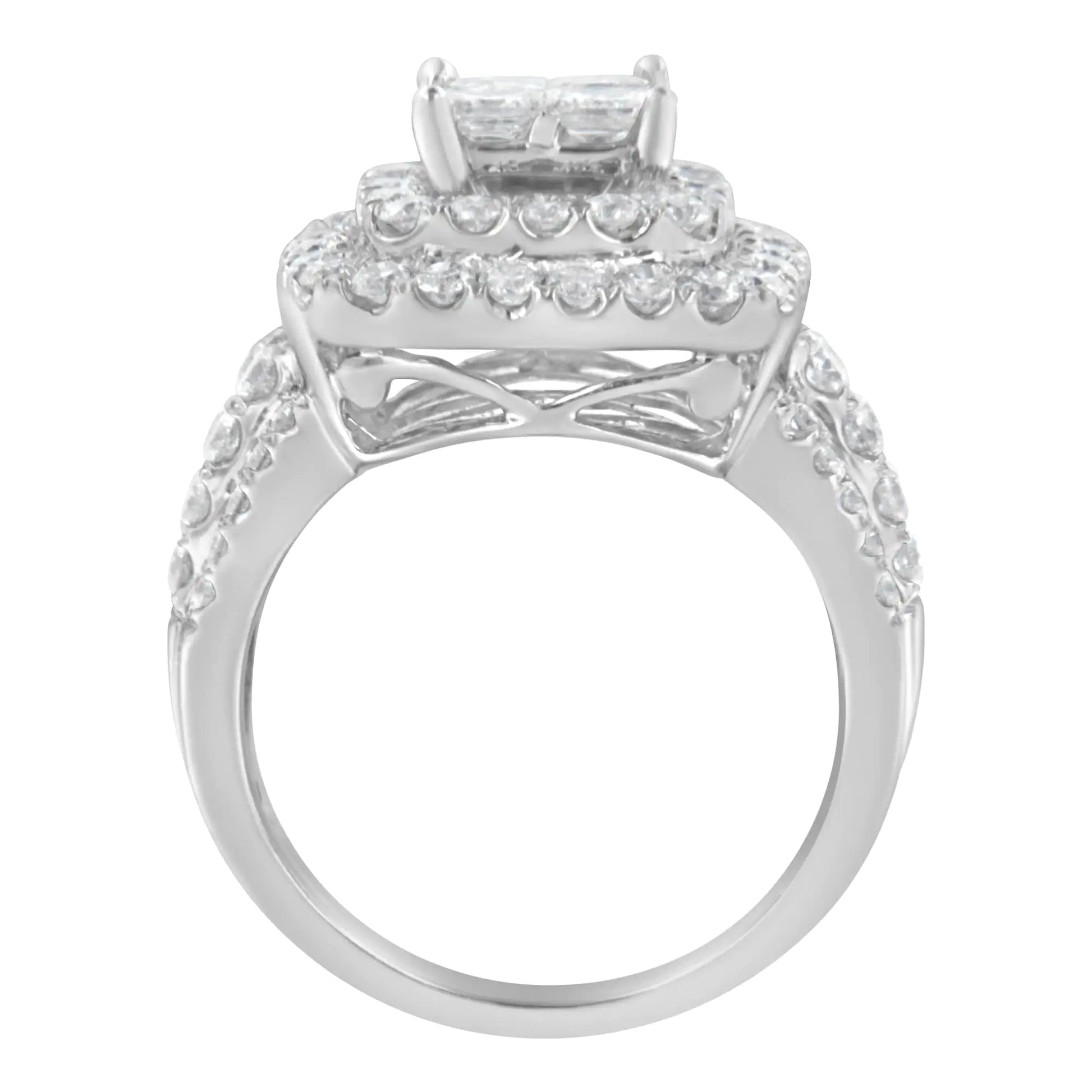 14KT White Gold Round and Princess Diamond Ring (2 1/4 cttw, H-I Color, SI1-SI2 Clarity) - Puritific