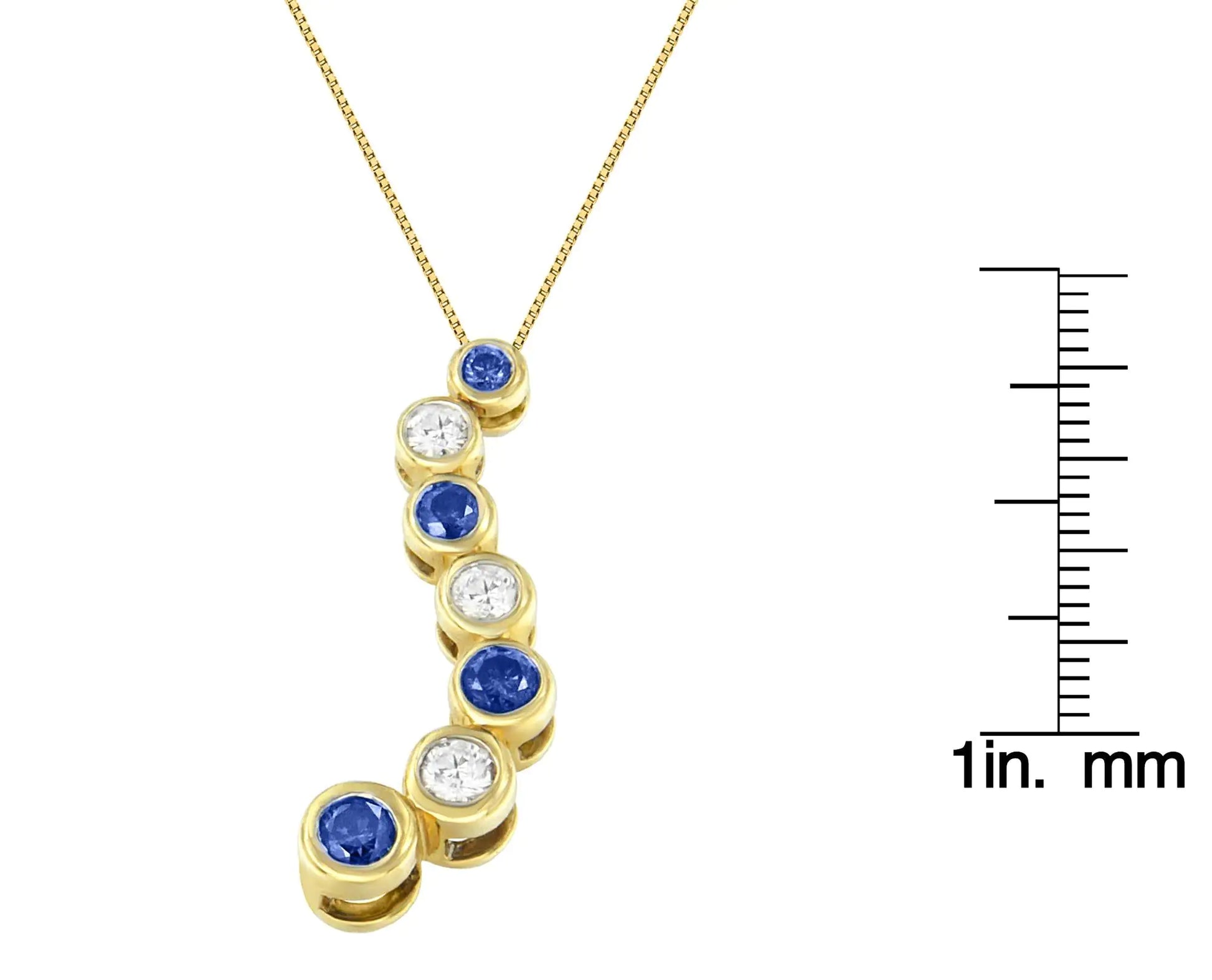 14K Yellow Gold White and Treated Blue Diamond Pendant Necklace (1 cttw, H-I Color, I1-I2 Clarity) - Puritific