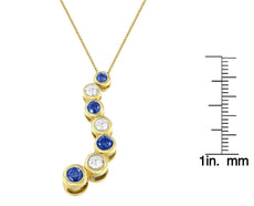 14K Yellow Gold White and Treated Blue Diamond Pendant Necklace (1 cttw, H-I Color, I1-I2 Clarity) - Puritific