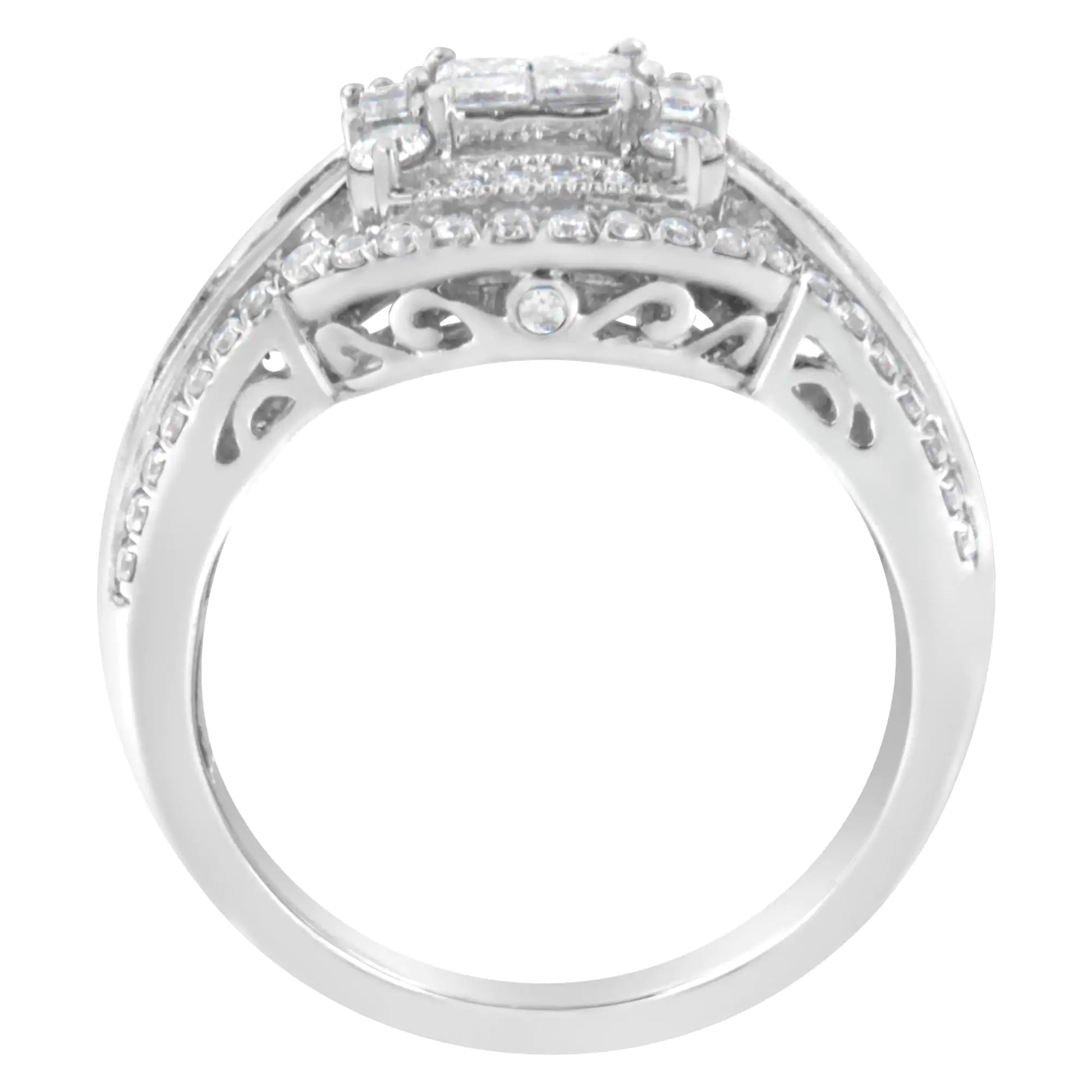 14KT White Gold Diamond Cocktail Ring (1 1/4 cttw, H-I Color, SI2-I1 Clarity) - Puritific