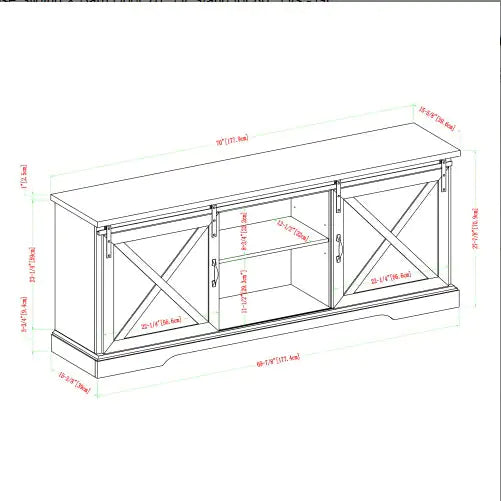 Farmhouse Sliding X Barn Door TV Stand For Grey Wash