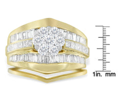 14K Yellow Gold 2-1/3 Cttw Diamond Cluster Channel Set Chevron Shaped Band Engagement Ring & Wedding Band Set (H-I Color, SI1-SI2 Clarity)- - Puritific