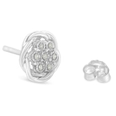 Sterling Silver Diamond Swirl Cluster Stud Earrings (1/6 cttw, I-J Color, I2-I3 Clarity) - Puritific