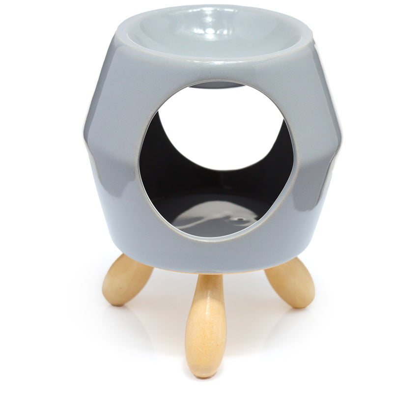 Ceramic Grey  Abstract Eden Oil Burner with Feet OB344C-0