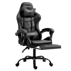 Artiss Gaming Office Chair Executive Computer Leather Chairs Footrest Grey-0