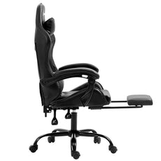 Artiss Gaming Office Chair Executive Computer Leather Chairs Footrest Grey-3