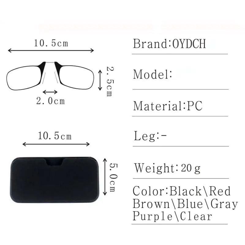 Legless Clamp Nose Reading Glasses For Both Men And Women +2.00 +2.50 - Puritific