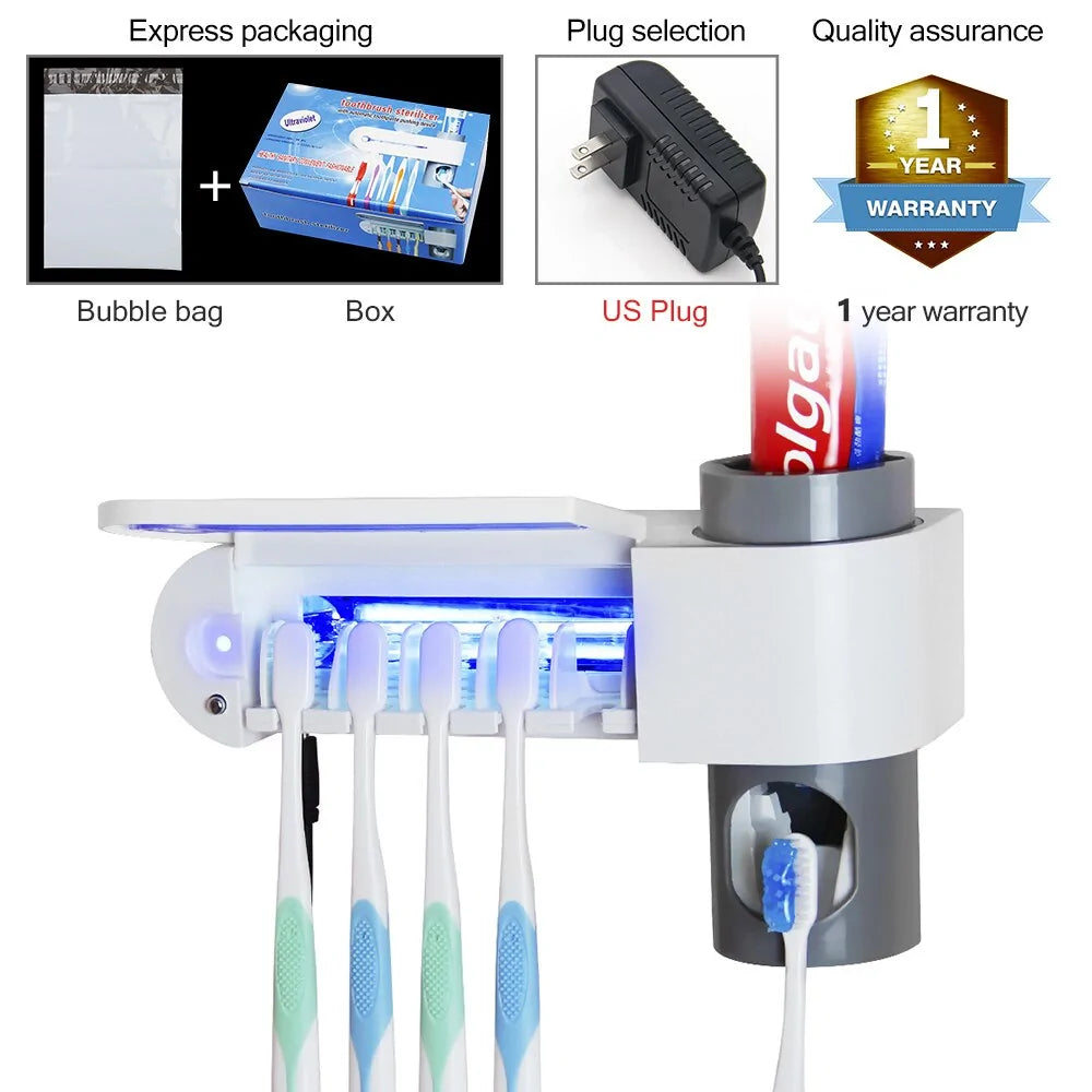 UV Light Toothbrush Holder And Toothpaste Dispenser - Puritific