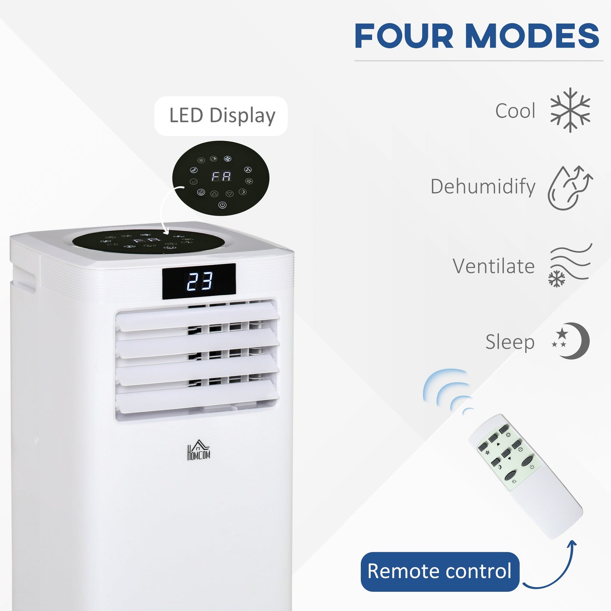 7000 BTU Air Conditioner Portable AC Unit for Cooling Dehumidifying Ventilating with Remote Controller, LED Display, Timer, for Bedroom, White-3