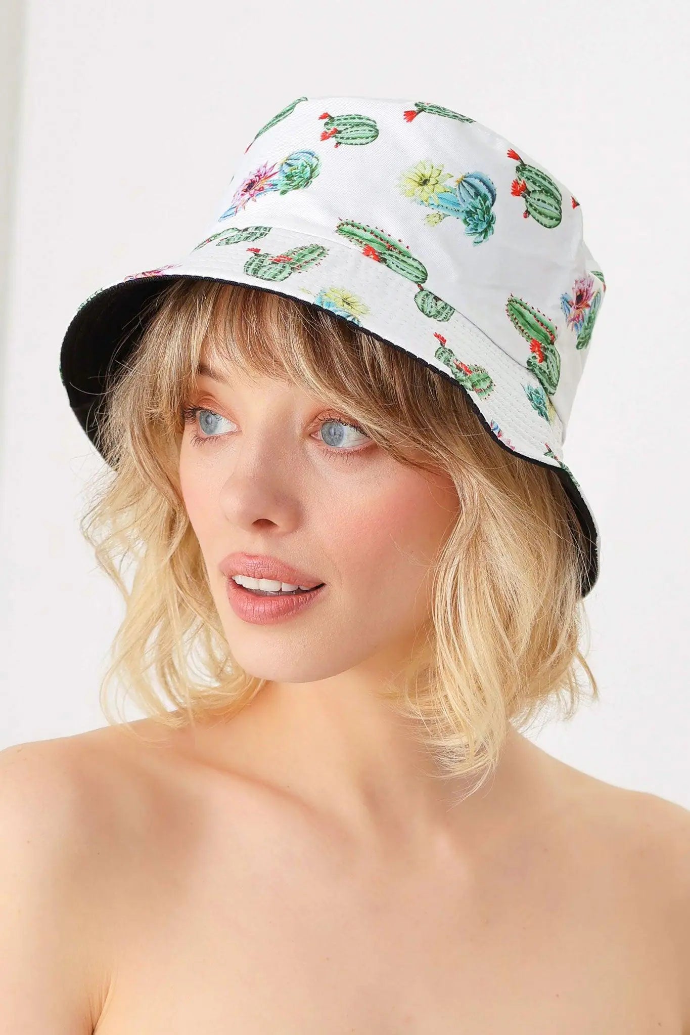 Cactus Print Double-Side-Wear Reversible Bucket Hat