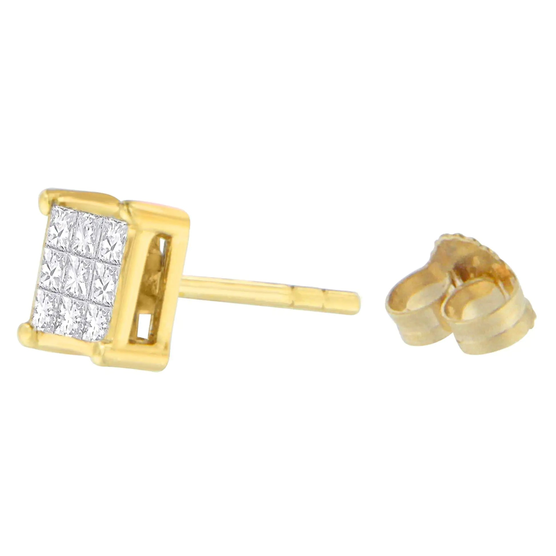 14K Yellow Gold 1/2 cttw Princess Cut Diamond Earrings (H-I, VS1-VS2) - Puritific