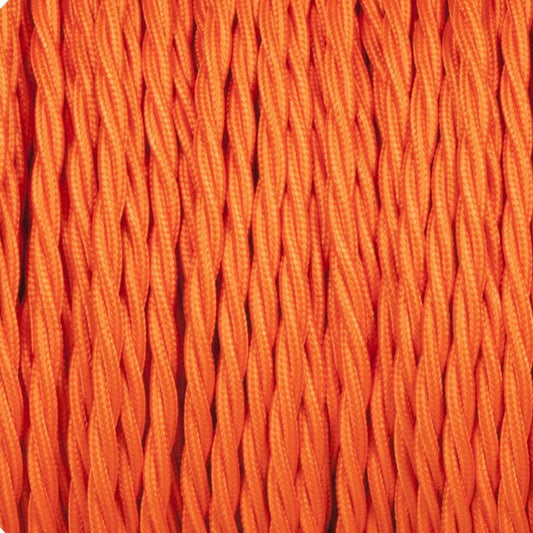 5m 3core Twisted Orange Vintage Electric Fabric Cable Flex 0.75mm ~4839-0