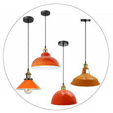 Vintage Modern Orange Metal Shade Ceiling Pendant Light Indoor Light Fitting With 95cm Adjustable Wire~1271-1