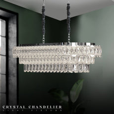 Crystal Oval Droplet Ceiling Chandelier ~5424-3