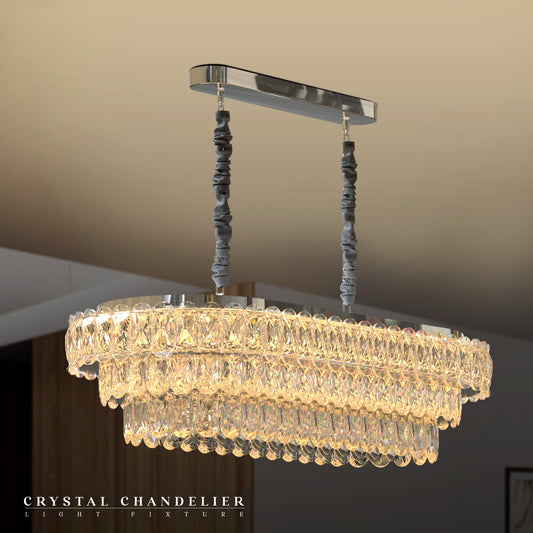 Crystal Oval Droplet Ceiling Chandelier ~5424-0