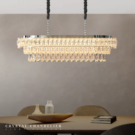 Crystal Oval Droplet Ceiling Chandelier ~5424-1