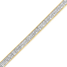 Classic 14K Yellow Gold Baguette and Princess Cut Diamond Eternity Bracelet (8 5/8 cttw, G-H Color, VS2-SI1 Clarity) - Puritific