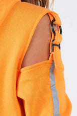 Orange Long Sleeve Adjustable Buckle Cold Shoulder 