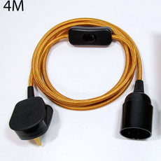 4m Fabric Flex Cable Plug In Pendant Lamp Set With Bulb Holder ~1497-9