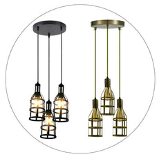 3-Heads Ceiling Pendant Cluster Light Fitting Lights E27 Socket Hanging Chandelier Light Industrial Ceiling Lamp~1290-1