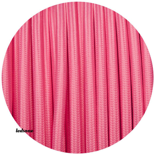 10m 3 core Round Rayon Vintage Braided Fabric Pink Cable Flex 0.75mm~4631-0