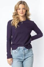 Purple Flannel Waffle Knit Long Sleeve Top