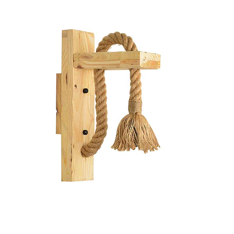 Wooden Hemp Rope E27 Wall Mounted Light~4568-5