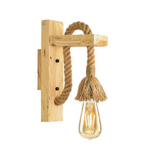 Wooden Hemp Rope E27 Wall Mounted Light~4568-1