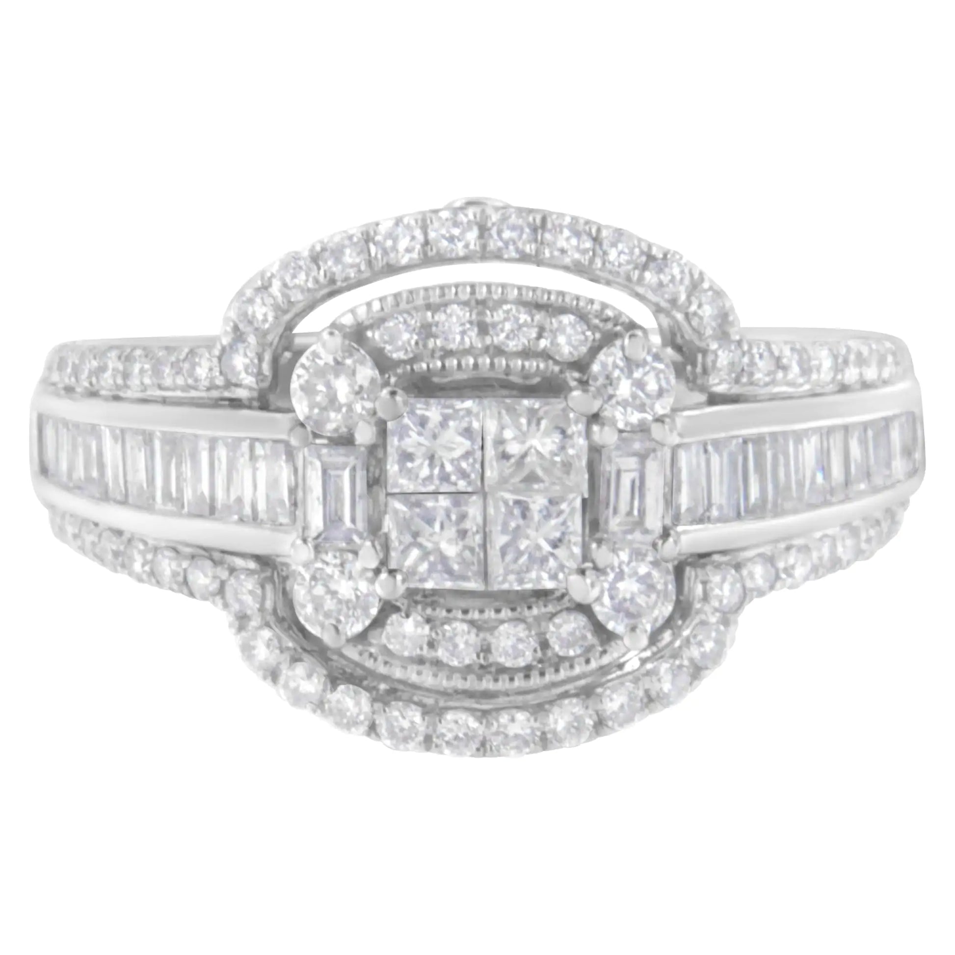 14KT White Gold Diamond Cocktail Ring (1 1/4 cttw, H-I Color, SI2-I1 Clarity) - Puritific