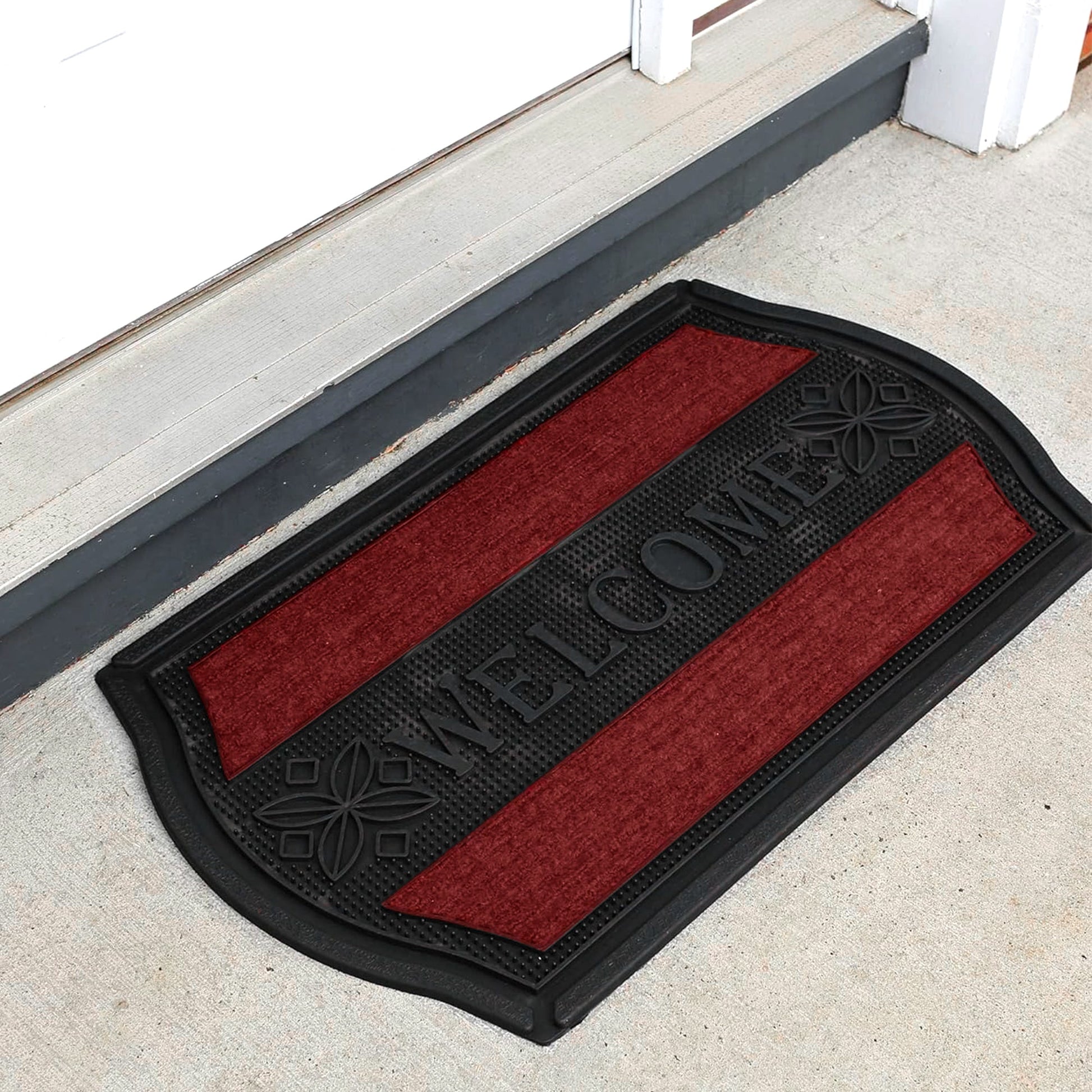 Welcome Mats for Front Door- Outdoor Indoor kitchen Mat Red and Black Non Slip~5149-0