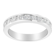 IGI Certified 1.0 Cttw Diamond 18K White Gold Channel-Set Half-Eternity Band Wedding Ring (E-F Color, I1-I2 Clarity) - Puritific