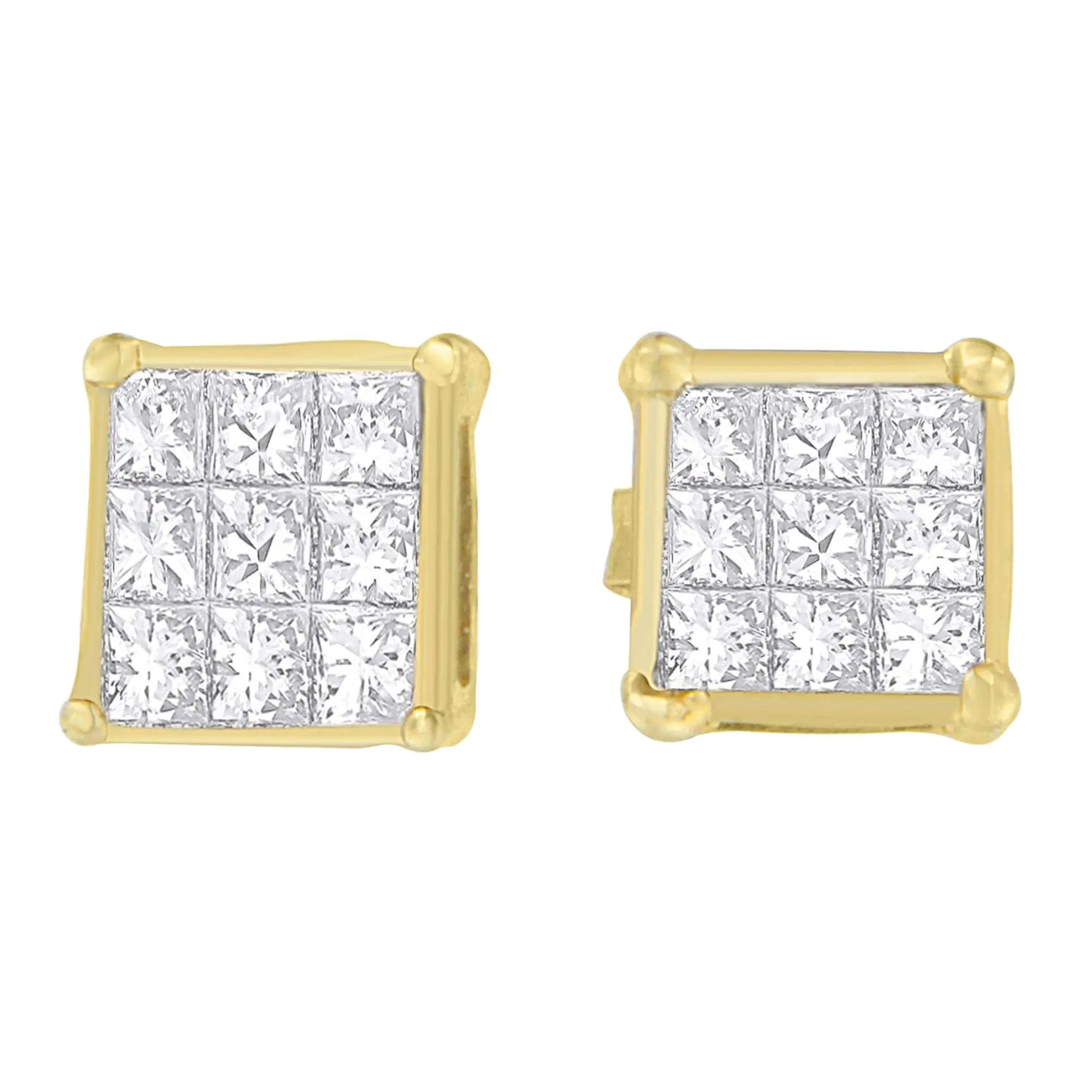 14K Yellow Gold 1/2 cttw Princess Cut Diamond Earrings (H-I, VS1-VS2) - Puritific