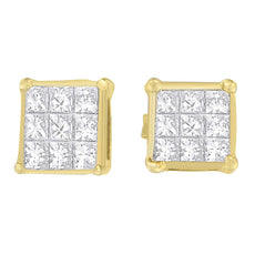 14K Yellow Gold 1/2 cttw Princess Cut Diamond Earrings (H-I, VS1-VS2) - Puritific